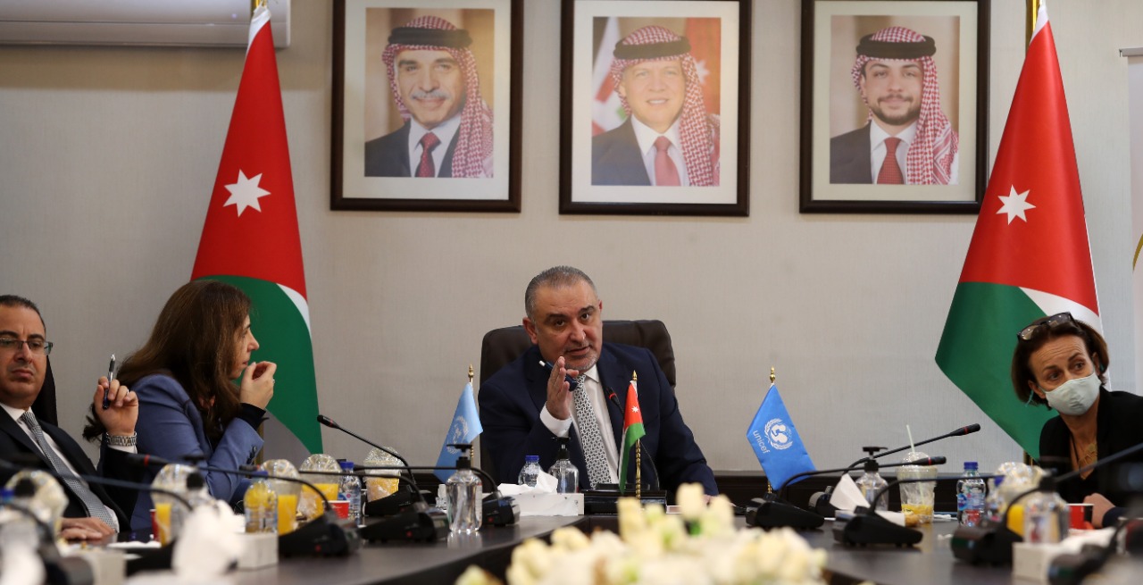 From right to left: Escwa Executive Secretary, Minister of Planning in Jordan, UNICEF representative in Jordan