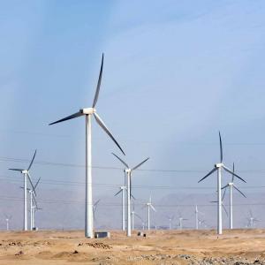 Electric wind turbine generators in the desert in Egypt. Photo: Nemar/iStock